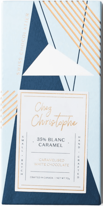 Close-up of a stylish wine label with gold and blue accents.