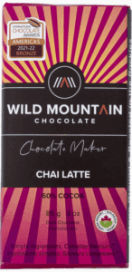 Wild Mountain Chocolate's Chai Latte chocolate bar with 50% cocoa.